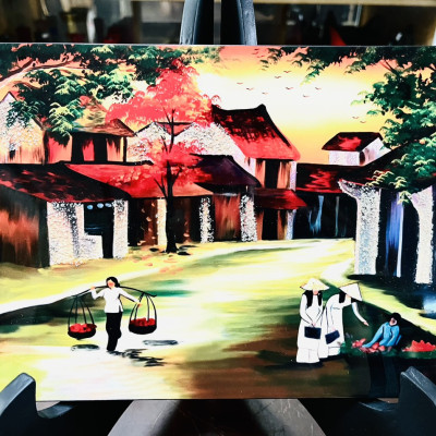 Tranh Sơn Mài - PHỐ CỔ VIỆT NAM | Size 20x30 cm | Nghệ Thuật Truyền Thống – Trang Trí Tinh Tế