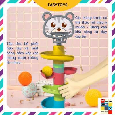 [Siêu sale] Đồ chơi trẻ em Tháp bóng lăn, cầu trượt thả bóng xoay vòng nhiều 7 tầng 7 bóng EASYTOYS giú