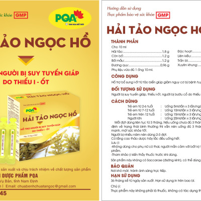 Hải Tảo Ngọc Hồ PQA Hỗ Trợ Bổ Sung I-Ốt Từ Tảo Biển Giúp Giảm Nguy Cơ Bị Bệnh Tuyến Giáp Hộp 10 Ống