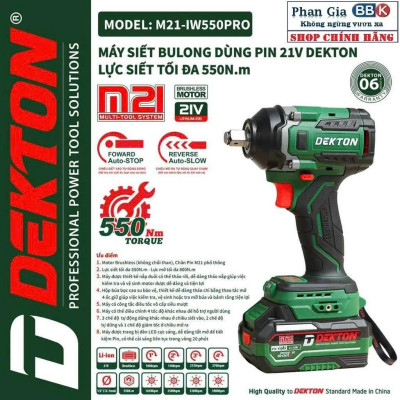 Máy Siết Bulong 550nm DEKTON M21-IW550PRO- Lực siết lớn_ Hàng chính hãƞg.