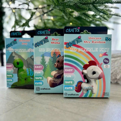 Bộ mô hình đồ chơi lắp ráp xếp hình DIY 3D Đồ Chơi Xây Dựng Mô Hình Giáo Dục Trẻ Em CRAFTOI 3D Puzzel Kit BEAR MISHA