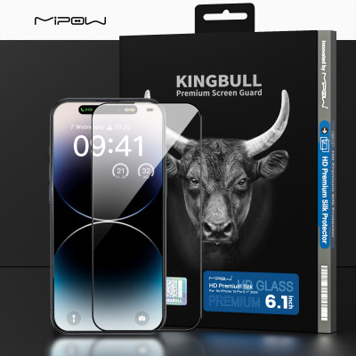 Miếng Dán Kính Cường Lực Trong Suốt Mipow KingBull Dành Cho iPhone 15 Pro Max / 15 Pro / 15 Plus / 15, HD PREMIUM SILK - HÀNG CHÍNH HÃNG