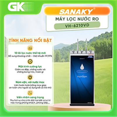 Máy lọc nước Sanaky VH-6210VD - 2 vòi – 3 chế độ nước Nóng – Lạnh – Nguội tiện lợi 10 lõi lọc nước thế hệ mới - Hàng chính hãng