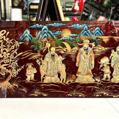 Tranh Sơn Mài - PHÚC LỘC THỌ | Đắp Nổi Thủ Công | Size 60x120 cm | Biểu Tượng Phúc Đức – Tài Lộc – Trường Thọ