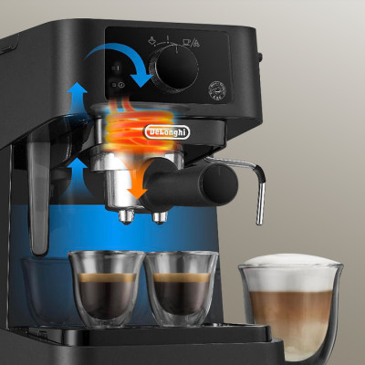 Máy pha cà phê Espresso nhãn hiệu Delonghi EC235.BK công suất 1100 (W) với dung tích 1 lít  Áp suất 15 bar - HÀNG NHẬP KHẨU