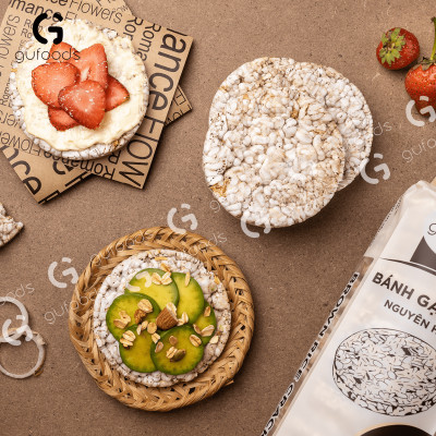 Bánh gạo lứt Hữu cơ GUfoods - Thành phần gạo lứt organic, Không đường, Không chiên dầu, Lành mạnh, Phù hợp Eat clean, Ăn vặt healthy, Thực dưỡng, Tập gym, Thuần chay