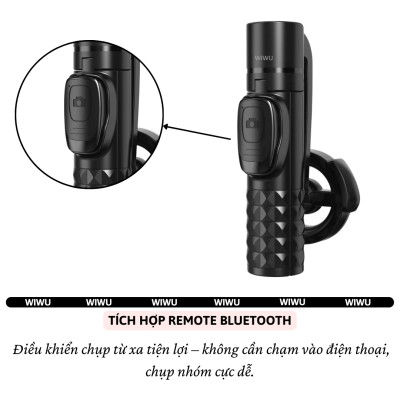 Gậy chụp ảnh selfie tự sướng từ tính nam châm magnetic kiêm tripod 3 chânđộ hiệu WlWU Wi-SEO14 remote bluetooth Xoay 360 độ, gập gọn, pin sạc type C - Hàng nhập khẩu