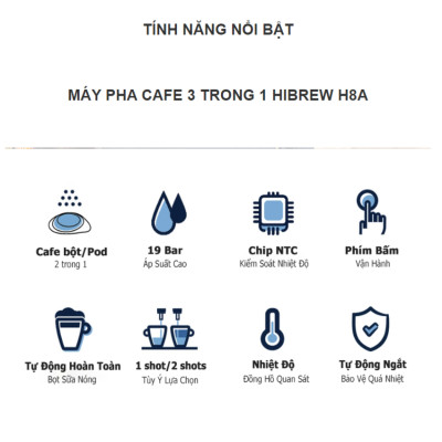 Máy pha cà phê Espresso chuyên nghiệp thương hiệu Mỹ HiBREW cao cấp H8A - Hàng Chính Hãng