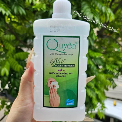 Nước Rửa Móng Axetol Quyên 500ml Chai Vuông Chữ Dập Nổi Cao Cấp Làm Nail, Dung Dịch Tẩy Rửa Sơn, Ủ Phá Gel Sạch Nhanh, Mau Khô, Không Mùi Hắc