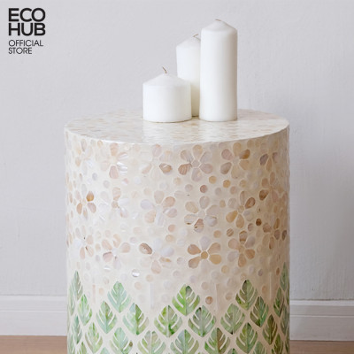 Ghế đôn khảm trai ECOHUB họa tiết sinh động, trang trí  decor  | E00355