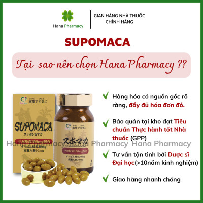 [Nhập khẩu chính hãng] Tăng cường sinh lý nam SUPOMACA - khẳng định phong độ và bản lĩnh phái mạnh với sự kết hợp 3 LOẠI SÂM QUÝ, tinh chất hàu biển, ba ba (Hộp 90 viên/30 ngày)