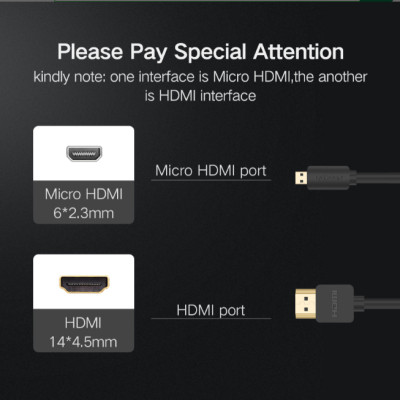 Cáp chuyển đổi mini HDMI sang HDMI 1.4 full HD dài 1m màu đen UGREEN 30148Hd108 Hàng chính hãng