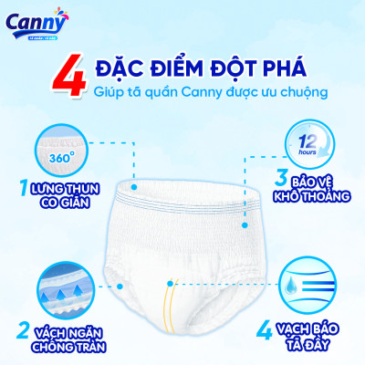 Tã/Bỉm Quần Người Lớn, Người Già Canny Siêu Mềm Mại, Siêu Thấm, Kháng Khuẩn XL7 (7 miếng)
