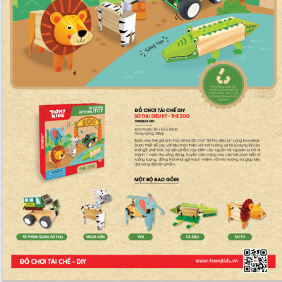 Bộ Đồ Chơi DIY TOONYKIDS Sở Thú Kì Diệu The Zoo TN00224-001 [Tặng Kèm Sticker]