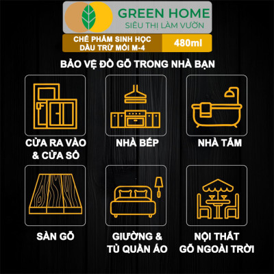 Dầu Trừ Mối M-4 1.2SL GreenHome, Vipesco, Chai 480ml, Đặc Trị Mối Ăn Gỗ Đồ Nội Thất, Công Trình