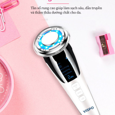 Máy Massage Mặt Làm Đẹp VISPO VP-CM23 - Máy Massage 5IN1 Photon Nóng Và Lạnh EMS Săn Chắc Da , Làm Sạch Và Tăng Hấp Thụ Dưỡng Chất, Khóa Ẩm Cho Da Bằng Công Nghệ Hiện Đại