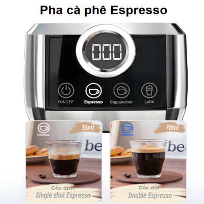 Máy pha cà phê Espresso bán tự động 3 trong 1 Thương hiệu HiBREW H13A Mỹ Với Công suất 1350W, Áp suất 20 bar - Bảo hành 12 tháng, Hàng Nhập Khẩu