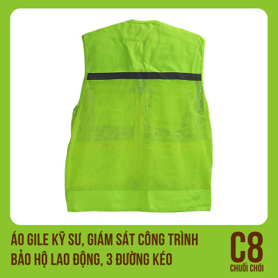 Áo Gile Kỹ Sư, Giám Sát Công Trình, Bảo Hộ Lao Động, 3 Đường Kéo - Mã C8 (Chuối Chối) 