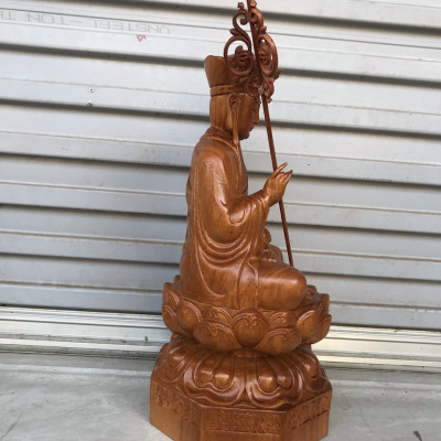 Tượng phật địa tạng vương bồ tát dáng ngồi bằng gỗ hương đá kt cao 30×15×15cm