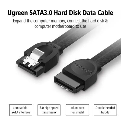 Ugreen UG30796US217TK 0.5M màu Đen Cáp truyền dữ liệu SATA 3.0 cao cấp - HÀNG CHÍNH HÃNG