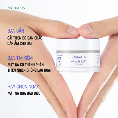 Combo Serum hoa đậu biếc herbario 30ml + Mặt Nạ hoa đậu biếc herbario 30ml phục hồi và trẻ hóa làn da