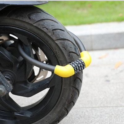 Combo: Khóa dây xe đạp 5 số đổi được mã + tay nắm sừng xe đạp