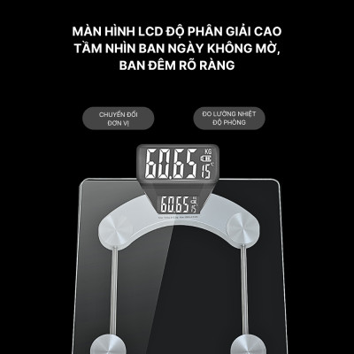 Cân điện tử sức khoẻ SOKANY mặt kính trong suốt chịu lực đến 180kg SK-19030 - HÀNG CHÍNH HÃNG