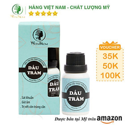 Dầu tràm nguyên chất, ngăn ngừa ho, cảm cho bé và người lớn Wonmom 15ml