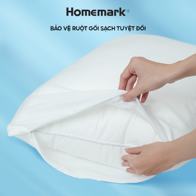 Bảo Vệ Gối Khách Sạn Homemark 50x70cm - Kháng Nước, Chống Bụi, Khóa Kéo Tiện Lợi