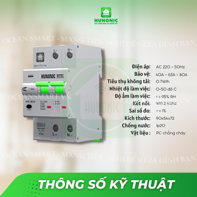 Aptomat Thông Minh Đo Năng Lượng HUNONIC Notec - HNATME