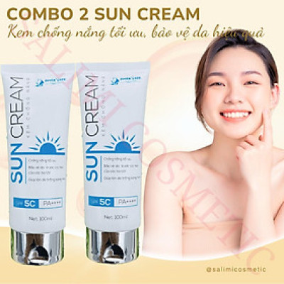 COMBO 2 Lọ Kem Chống Nắng SUN CREAM Quyên Lara 100ml, Bảo Vệ Da Chống Tia Cực Tím SPF 50++