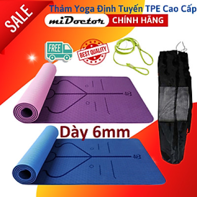 Thảm Tập Yoga Định Tuyến 2 Lớp miDoctor + Bao Đựng Thảm Tập Yoga Định Tuyến + Dây Buộc Thảm Tập Yoga (màu ngẫu nhiên)