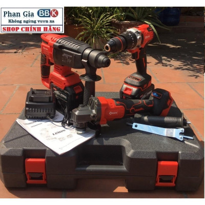 Bộ Combo Máy Khoan Đục Bê Tông, Máy Mài Và Khoan 3 chức năng Dùng Pin 199V, 2 Pin 15Cell, Máy Khoan Siêu Khỏe