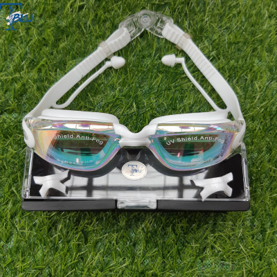 Kính Bơi Tráng Gương Liền Nút Tai TBLU Chống Tia UV, Hấp Hơi Nước