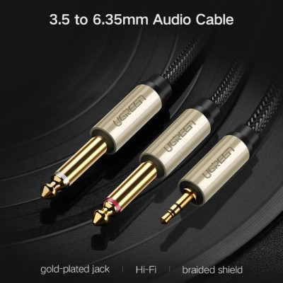 Ugreen UG40793AV126TK 3M Màu Đen Cáp âm thanh 2 đầu 6.5mm dương sang 3.5mm dương cao cấp - HÀNG CHÍNH HÃNG