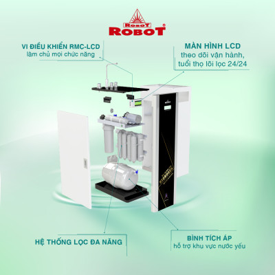 Máy Lọc Nước R.O Hydrogen Kiềm Nóng thông Minh ROBOT RBs-9HAQ - Hàng Chính Hãng