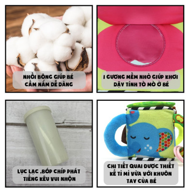 Đồ Chơi Montessori Khối Vải Xúc Xắc Luyện Kỹ Năng Nhiều Chủ Đề