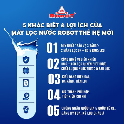 Máy Lọc Nước ROBOT Nóng Nguội Lạnh R.O + UF Grand Pro 539WK-UR - Hàng chính hãng