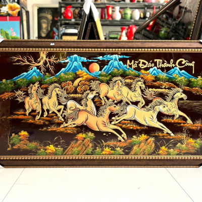 Tranh sơn mài - MÃ ĐÁO THÀNH CÔNG - Đắp nổi hàng xuất khẩu 60x120 cm