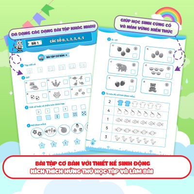 Sách - Bài Tập Bổ Trợ Toán Lớp 1 - Cơ Bản Và Nâng Cao - Combo 2 Cuốn - Megabook