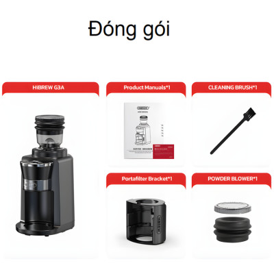 Máy xay hạt cà phê Espresso tự động tích hợp 31 chế độ xay thương hiệu Mỹ cao cấp HiBREW G3A - Hàng Nhập Khẩu