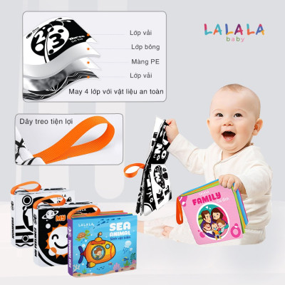Sách vải Lalala baby kích thích thị giác cho bé sơ sinh 0 đến 12 tháng