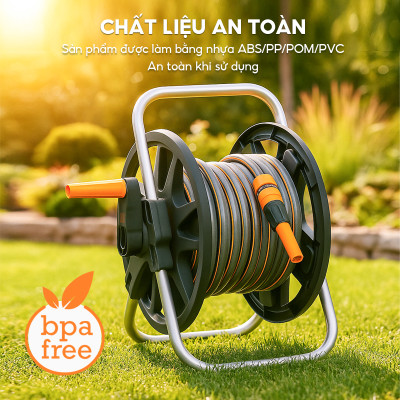 Bộ vòi nước tưới cây rửa xe đa năng Lebenlang LBLB3364 dây dài 15m, 1 đầu tưới, dây cuốn trợ năng - hàng chính hãng