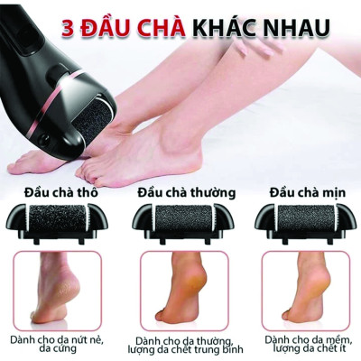Dụng Cụ Chà Gót Chân, Mài Gót Chân, Tẩy Da Chết Cao Cấp - Có Tích Điện, Tặng Kèm 3 Đầu Mài Thạch Anh 2 Chế Độ Mịn Da Quà Tặng Phụ Kiện 10 Món Cho Tiệm Nail Cá Nhân Nam Nữ Tại Nhà - Giao Màu Ngẫu Nhiên