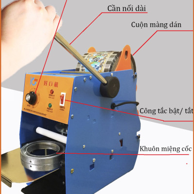 Máy Ép Miệng Ly ABG , Máy Dán Màng Cốc Trà Sữa, Hoa Qủa, Sinh Tố, Cà Phê IC ( Chưa Kèm Cuộn Màng) - 25 - Hàng Chính Hãng