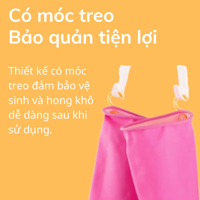 Bộ 6 Đôi Găng Tay cao Su Tự Nhiên Hàn Quốc Có Móc 38cm 