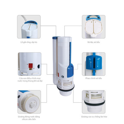 Bộ xả paradise - Van xả nước bồn cầu 2 khối 2 nhấn HKC-VX03 (Cao 262 mm)