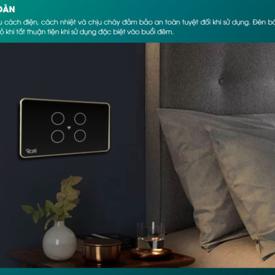 Công tắc cảm ứng Rạng Đông CTCU.WF CN.04T điều khiển từ xa, mặt kính cường lực chống xước, 4 nút bấm - Hàng chính hãng