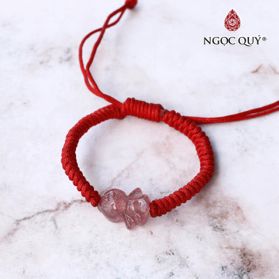 Vòng thắt dây đỏ thiên thần đá thạch anh dâu hợp mệnh hỏa, mệnh thổ - Ngọc Quý Gemstones