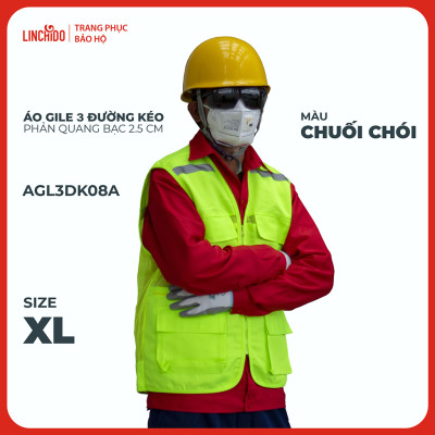 Áo Gile Kỹ Sư, Giám Sát Công Trình, Bảo Hộ Lao Động, 3 Đường Kéo, 6 Túi - Mã AGL3DK08A